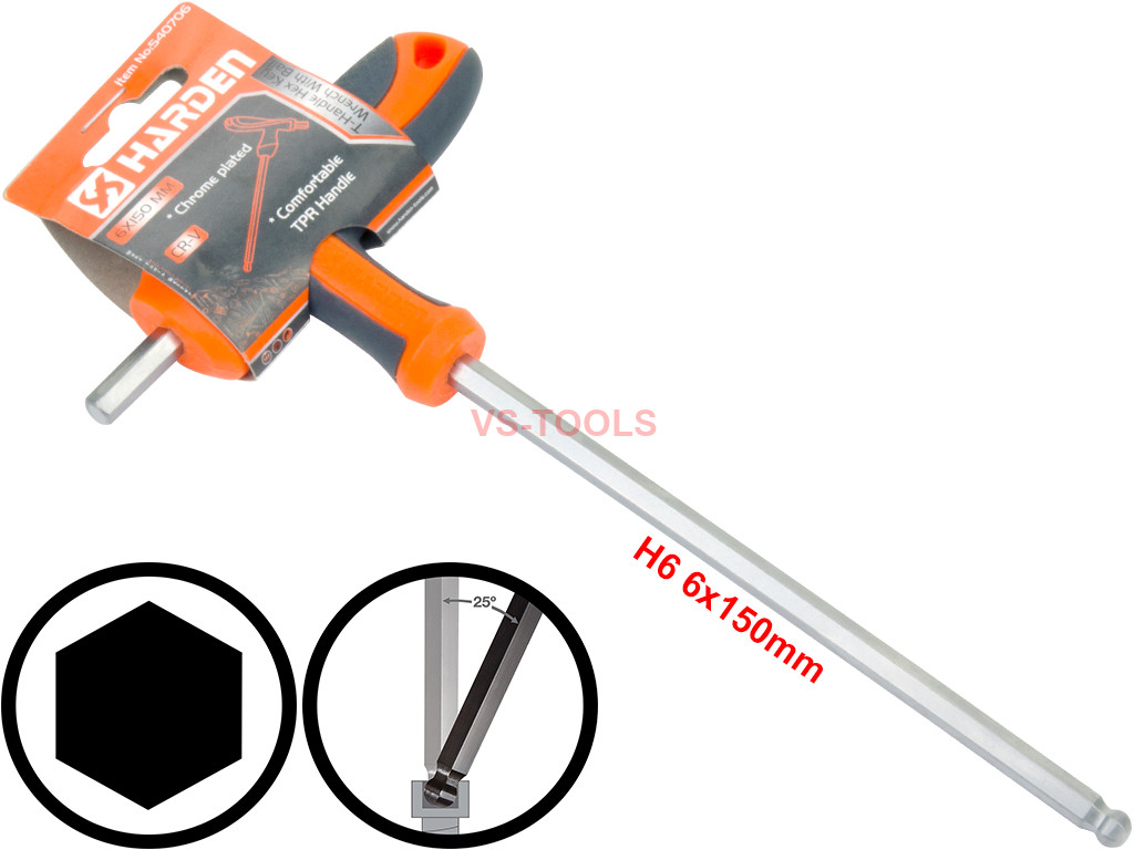 6mm THandle Hexagon Torque 6Point Hex Key CRV TPR Screwdriver Wrench